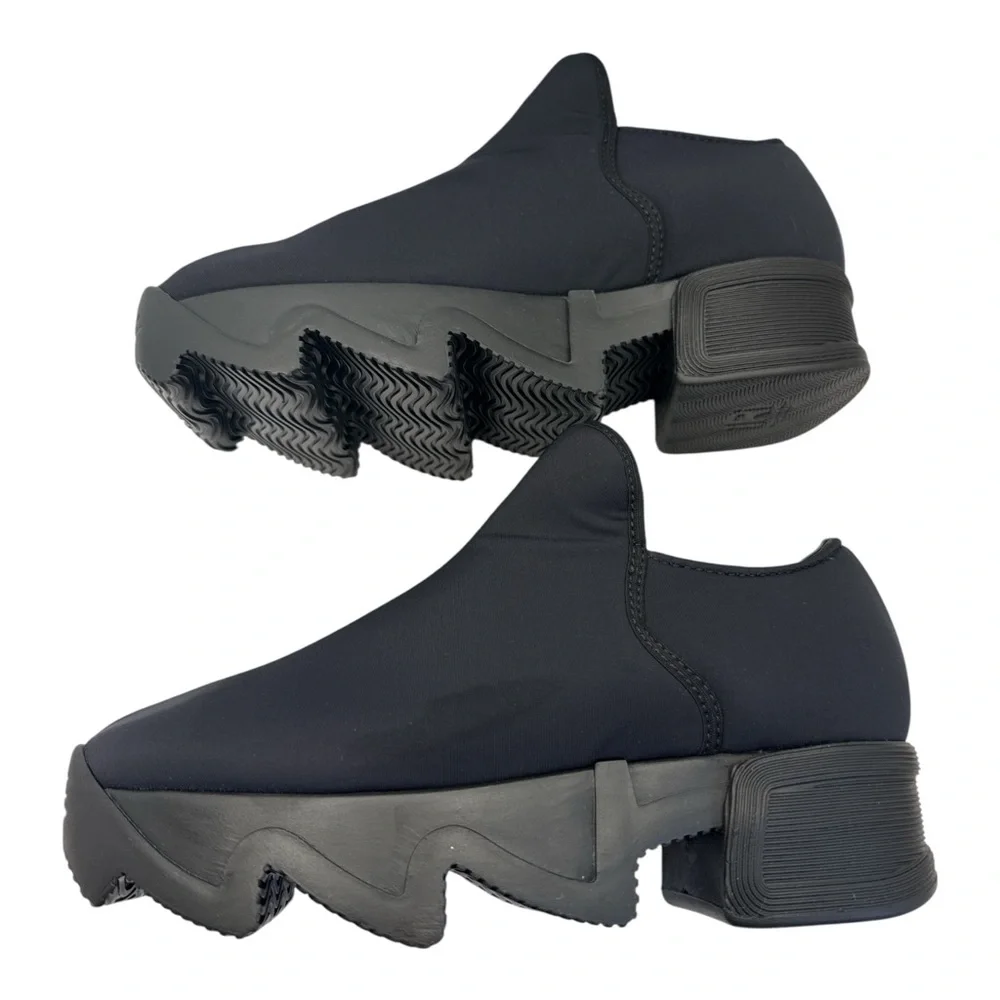 iRi NYC Black Neoprene Wes Low Top Sneaker‎ Stretch Chunky Platform Sz 34 US 4